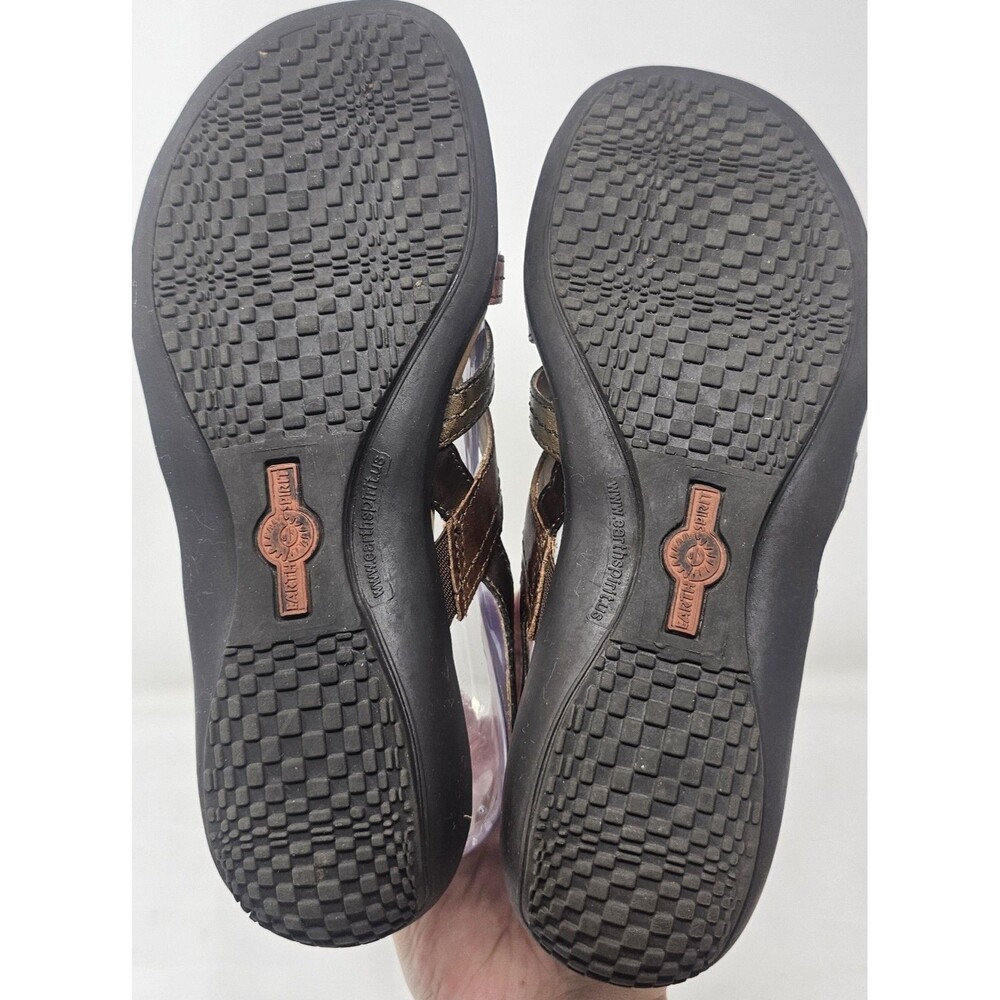Earth Spirit Carlisle Brown Leather Sandal Sz 7.5 Open Toe Gelron 2000 Classic - Picture 9 of 12